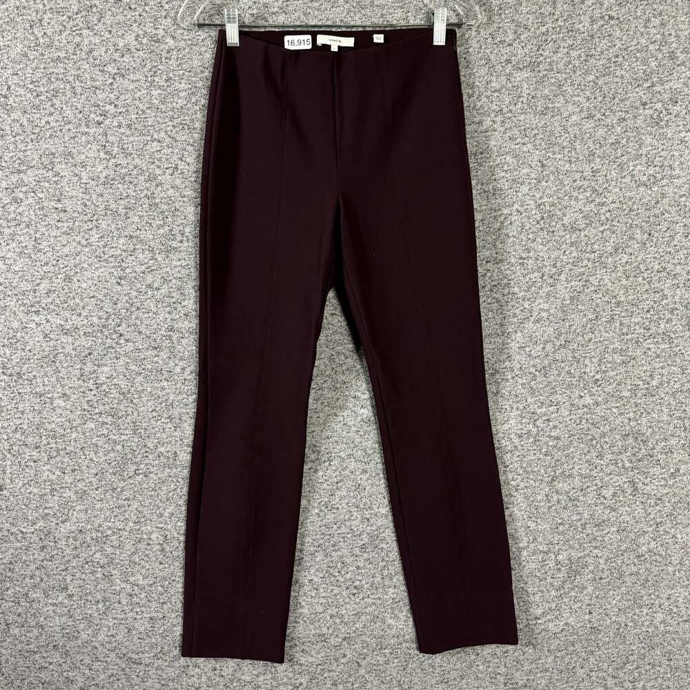 Vince Women's Size Small WIne Red Stitch Front Seam Side Zip Legging Pant